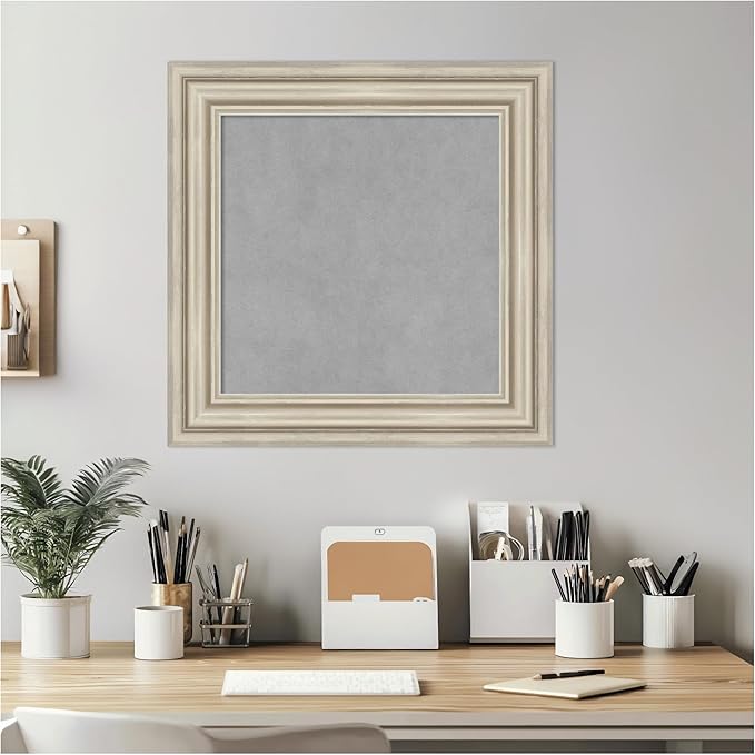Amanti Art Silver Framed Magnetic Board 22x22 Small Vision Board for use with Magnets, 100% Metal Sheet to Display Items as Office Decor or for Home Organization in mudroom, Kitchen or Kids Room
