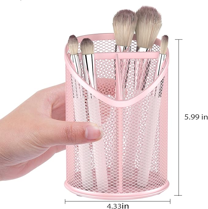 Delifox 2 Pack Pen Holder Mesh Round Pencil (Pink)