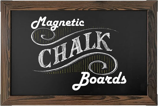 Loddie Doddie Magnetic Chalkboard Sign - 20 x 30 in Rustic Wood Frame - Easy-Erase Surface & Magnet Display - Magnetic Chalkboard Calendar - Rustic Magnet Board