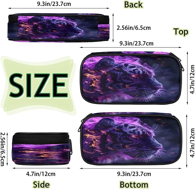 Pardick Tiger Animal Pencil Case，Big Capacity Pencil Pouch Coin Pouch Stationery Organizer For Teen School