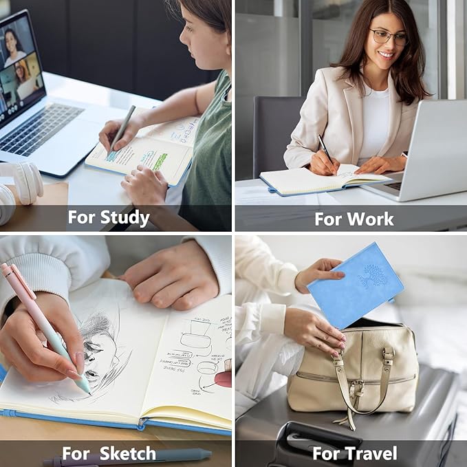 PERCUN Lined Journal Notebook for Men & Women, 160 Pages College Ruled Journal for Writing, A5 Hardcover Leather Notebooks for Work, School, Business, Travel, Daily Diary 5.9" x 8.5" (Blue)
