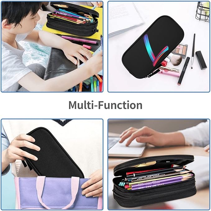 Pazacon Cute Initial Pencil Case for Kids Students, Large Capacity Pencil Pouch for Boys Girls, Letter Design Pencil Box Pen Bag Office Stationery Organizer, Rainbow Letter L