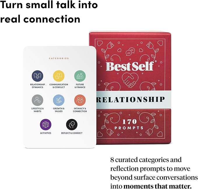 BestSelf Relationship Deck 170 Discussion Prompts Conversations Starter Couples Games - Perfect Couples Card Games for Adults, Romantic Gifts
