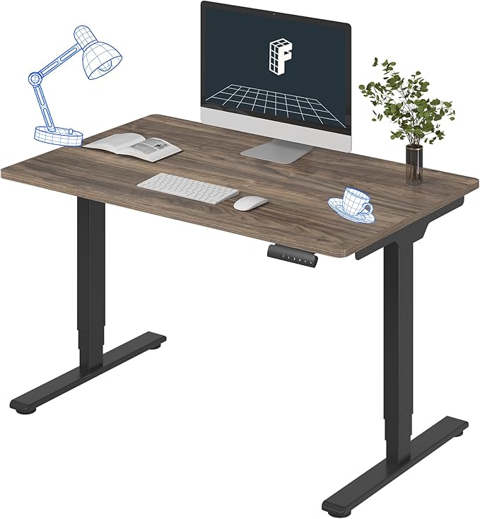 FLEXISPOT E6 3-Stage Dual Motor Electric Standing Desk 48 x 30 Sit Stand Up Desk, Holds 220 lbs, Adjustable Height w/Memory Presets, One-Piece Brown Wood Grain Desktop & Black Frame, Ships in 2 Boxes