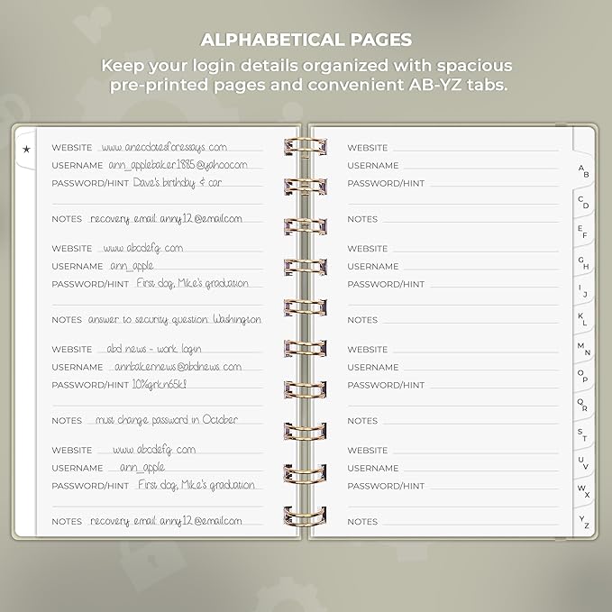 Clever Fox Password Book Spiral – Mini Internet Address & Password Organizer with Laminated Alphabetical Tabs – Small Password Keeper Journal – Hardcover, Pocket Size, 4.7x5.7” (Foggy Alps)