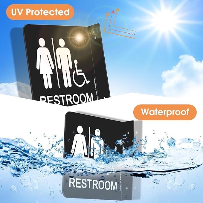 Faittoo Restroom Sign, Bathroom Signs, (2 Pack) 6 x 6 Inches Acrylic Sign, for Office or Business Bathroom and Toilet Door or Wall Decor, Indoor Outdoor Use (Men and women with Handicap)