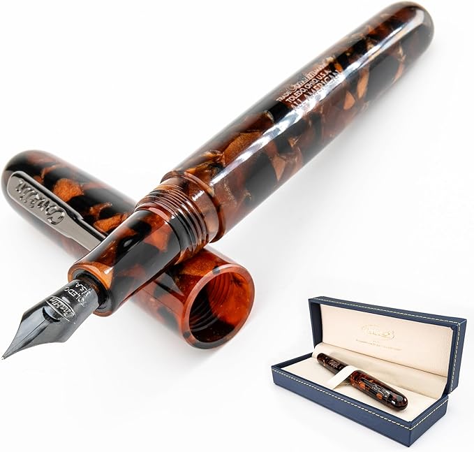 Conklin All American Fountain Pen in Brownstone – Stub Nib, Rich Brown Finish & Artistic Design – Ideal Gift for Calligraphers & Collectors