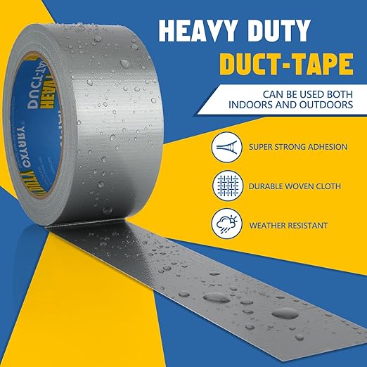 CXYARY Duct Tape 2 Inch x 450 Yard-15 Roll, Heavy Duty Gray Waterproof Tape for Any Weather, No Residue Tape for Pipe Repairs Indoor & Outdoor, Tear by Hand