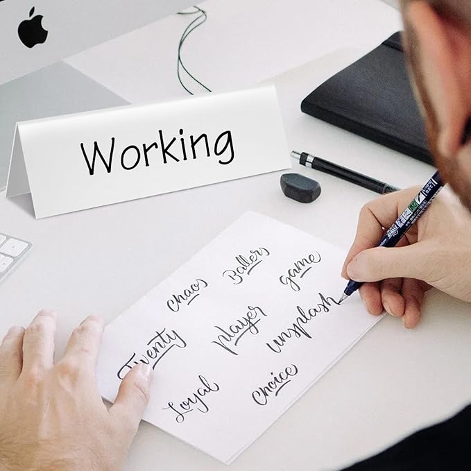 15Pcs Reusable Name Tent Cards with Black Markers Dry Erase Name Plate Wipe Clean Desk Tags Sign for Table Office Conference Meeting Weddings,White, 8.66 x 2.75 x 1.9 Inches