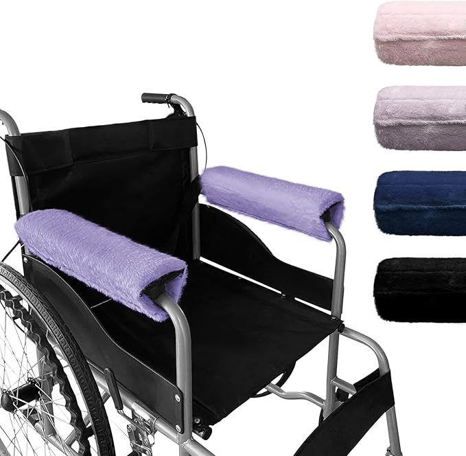 SPRING SEAON Wheelchair Armrest Covers 2 Pack Soft Memory Foam Wheelchair armrest Pads Wicking Washable for Office Transport Chair (Deep Purple)