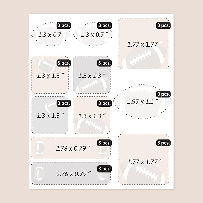 Large Name Labels for Kids (33) - Custom Stickers for Daycare and School Supplies - Durable, Waterproof Stickers for Water Bottles, Lunch Boxes, and More with Unique Designs - Football