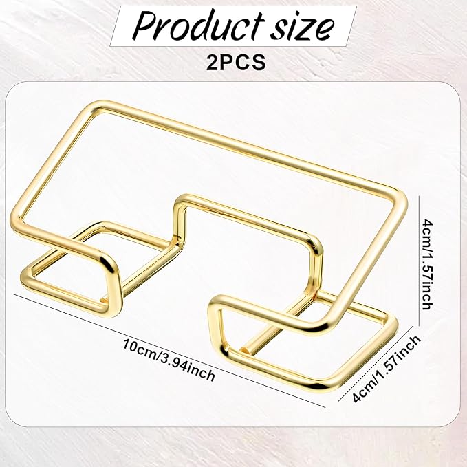 Skrfren 2Pcs Metal Business Card Holder for Desk, Elegant Gold and Silver Business Card Organizer Modern Cards Display Stand for Office Reception Event Conference Room Men Women