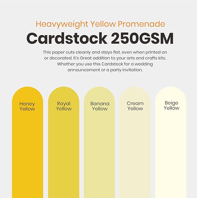 Yellow Colored Cardstock Thick Paper 50 Sheets, 8.5" x 11" Heavyweight 92lb Cover Card Stock for Crafts and DIY Cards Making