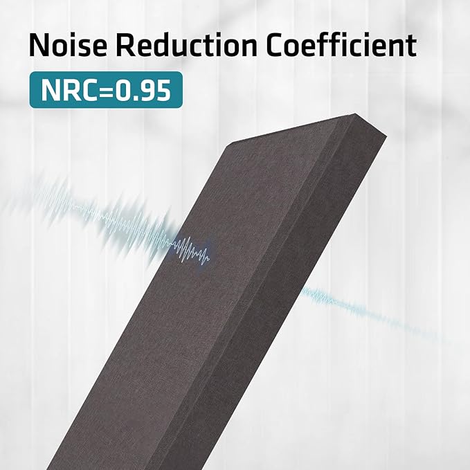 2” Thick Acoustic Panels with Hanging Brackets to the Wall, 2 PCS 47.2” x 11.8” Fiberglass Sound Absorbing Panels for Home Theater Church Office Wall or Ceiling, Mud Grey