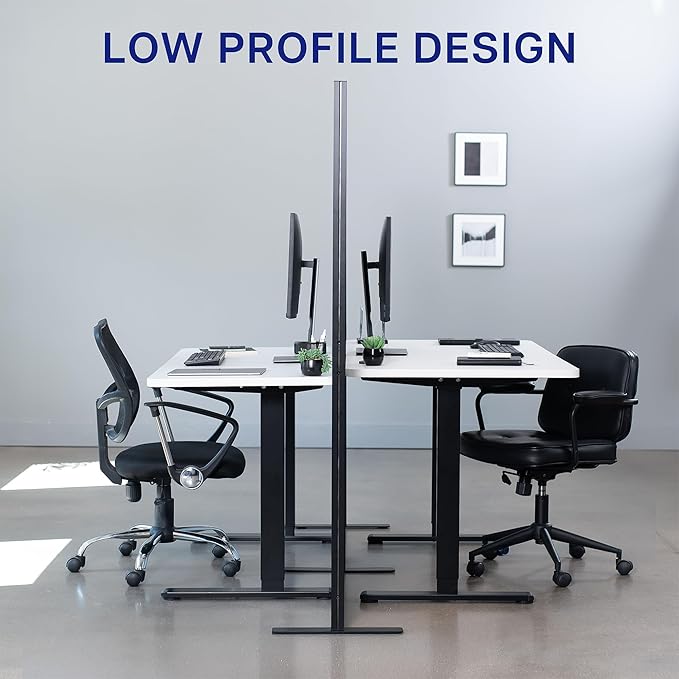 VIVO Modular Wall System, 2 PET Panels, Modern Professional Office Cubicle Dividers, Freestanding Privacy-Screen, 66 inches High, Light Gray, Black Frame, PP-MWS63B