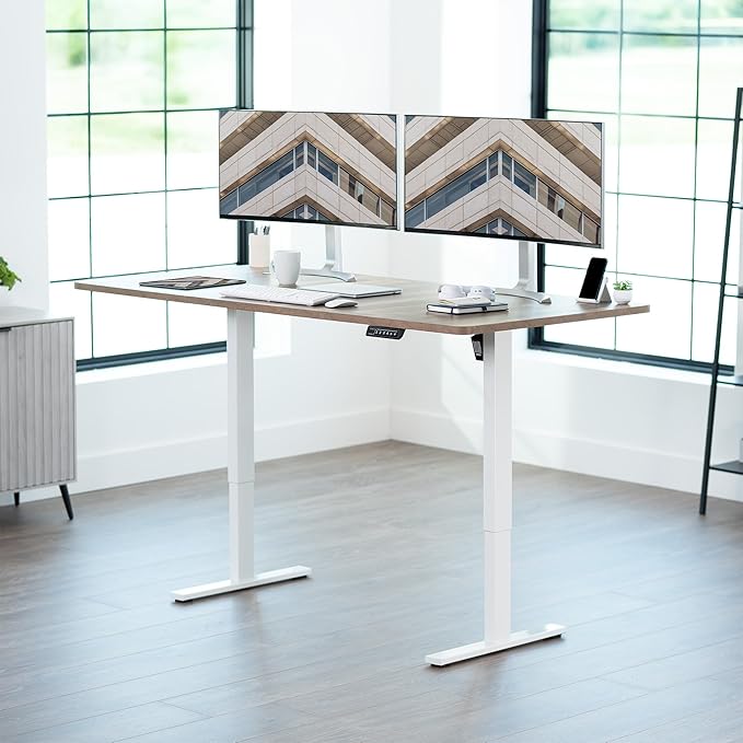 VIVO Electric 71 x 36 in Standing Desk, Memory Height Adjustment, 1B Series, Holds 220 lbs, Reclaimed Wood Top White Frame, DESK-KIT-1W7P-36