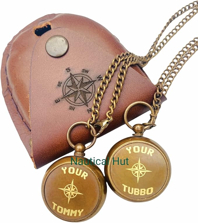 Brass Compass Personalized – Waterproof Pocket Compass for Son, Grandson, Daughter – Baptism, Communion, Easter, Graduation Gift – Engraved with Your Tommy, Your Tubbo