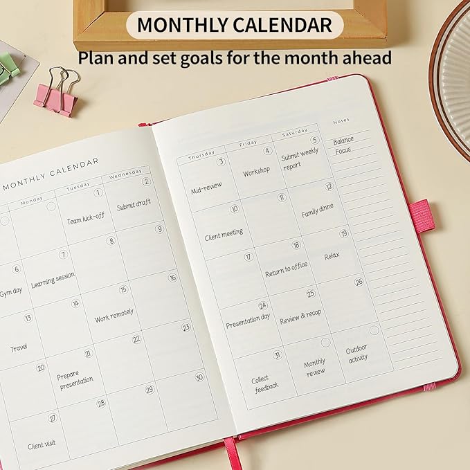 Crein Lynh 2025-2027 Premium Planner, Weekly & Monthly Calendar Planner with Budget & Goal Setting, January 2025 – December 2027, Tabs, Inner Pocket, Daily Journal Organizer for Women, A5, Pink