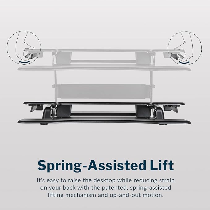 Vari VariDesk Pro Plus 36 - Adjustable Desk Converter with 11 Height Settings - Laptop Sit Stand Desk Riser for Home Office, Table Tops, Workspace - Fully Assembled with Spring Loaded Lift - Black