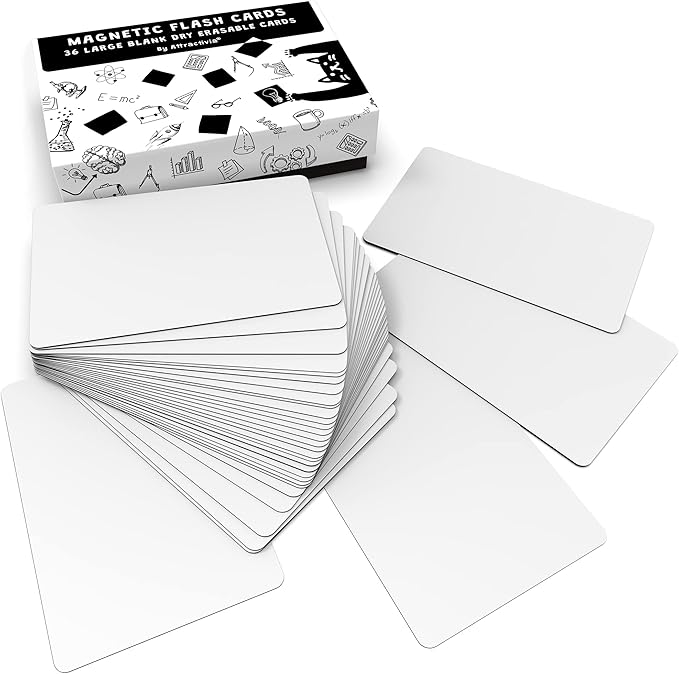 Attractivia Dry Erase Magnetic Labels 5.6 x 3.7 in, Dry Erase Magnets, 36-Pack, White Erasable Write-On All-Purpose Labels, for Office, Education, Home, Whiteboard