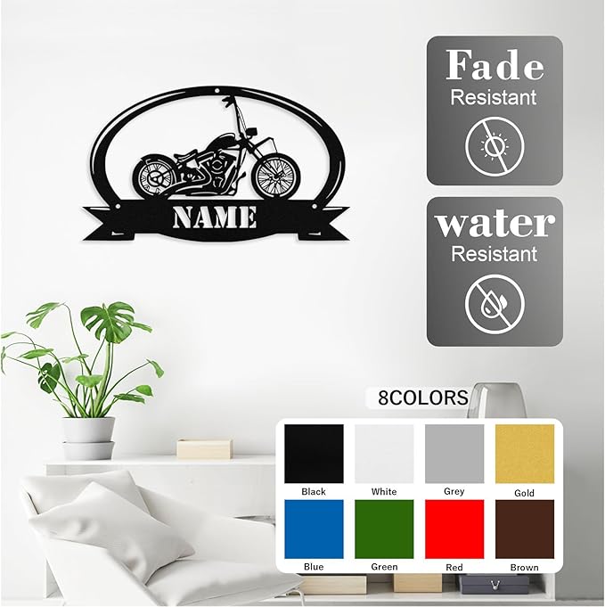 Custom Motorcycle Metal Sign Personalized Biker Name Signs Custom Garage Motorbikes Wall Art Motorcycle Sign Men Room Decor Gifts for Men Husband Rider