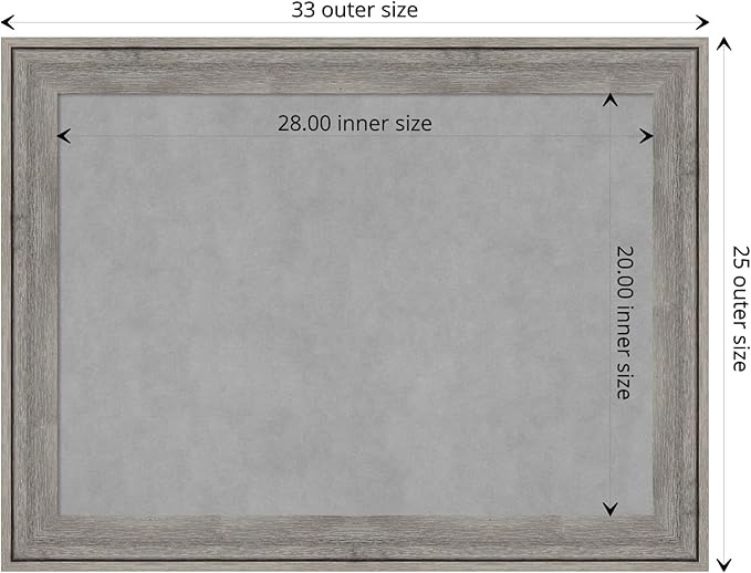 Amanti Art Grey Framed Magnetic Board 25x33 Medium Vision Board for use with Magnets, 100% Metal Sheet to Display Items as Office Decor or for Home Organization in mudroom, Kitchen or Kids Room