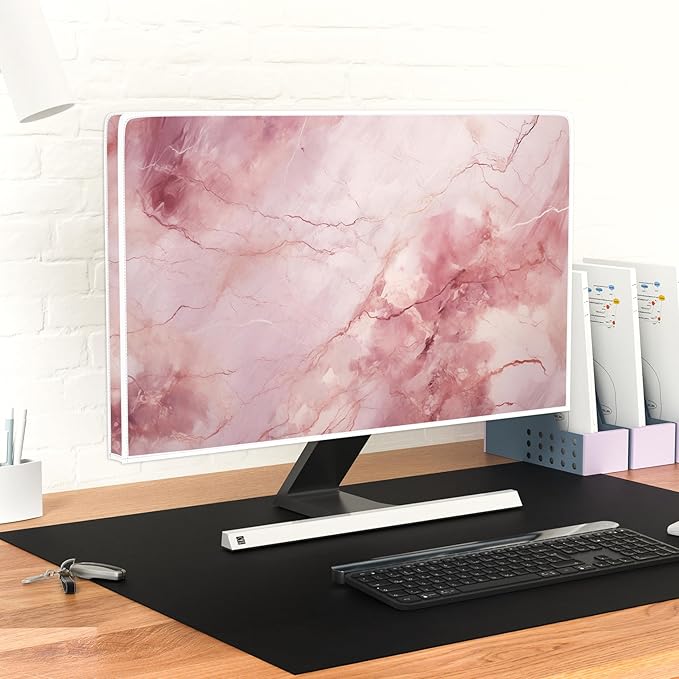 Baocicco Fashion Pink Marble Waterproof Television Cover 37, 38, 39 Inch Full Body Covers for Television Screen Panel Case Computer Sleeve Compatible with PC, Desktop and TV LED LCD OLED