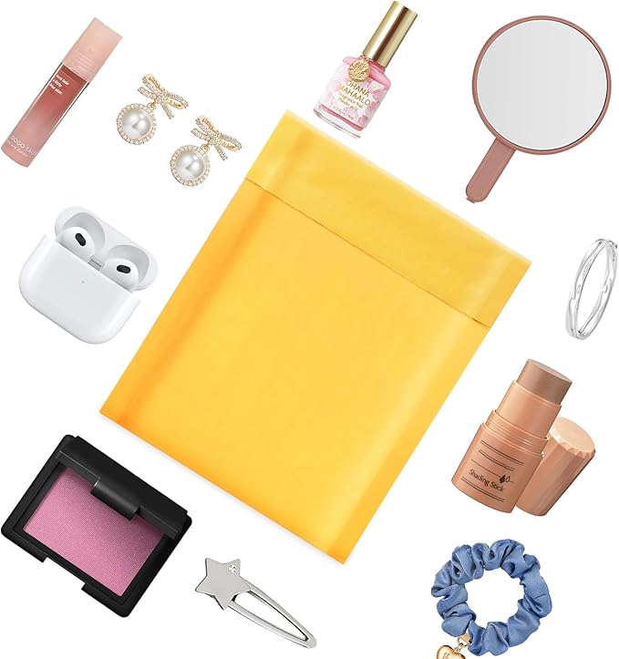 Ctarsthome 52Pack Yellow 3.5x5inch Kraft Bubble Mailers Small Business Mailing Packages Self-Sealing Paper Envelopes, Mailer Shipping Padded Envelopes with Strong Adhesion for Jewelry Makeup Supplies