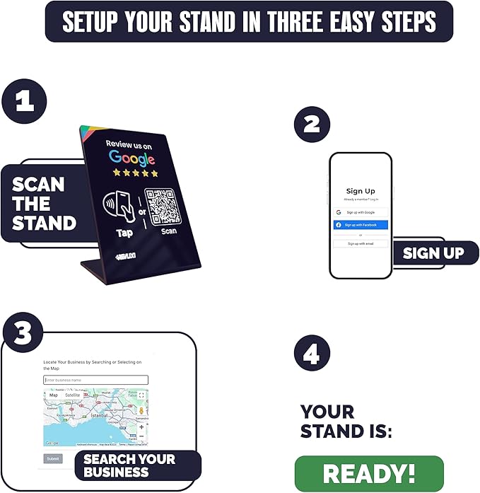 REVLIXI Google Review Stand (10 PCS)- Boost Reviews w/Reusable Google Review Tap Card Stand & QR Code Stand -No App, No Subscription-Android & iPhone Compatible -Boost Google Reviews for Online Growth