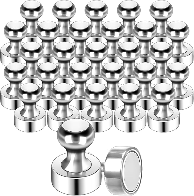 GOOLADA 56Pack Small Fridge Magnets, Neodymium Refrigerator Magnets for Whiteboard, Kitchen, Home, Office, Classroom, Adults, Silver