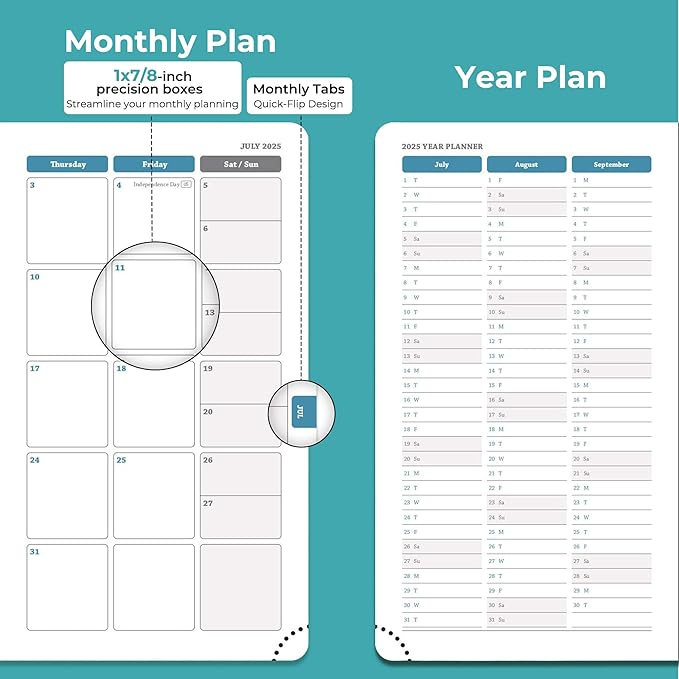 IN-LUXPRO Planner 2026 Daily Weekly and Monthly,6.5"x3.75",12 Months Spiral Bound Calendar Agenda with Self-adhesive Pen Holder,2026 Appointment Book with Vegan Leather Soft Cover,Light Blue