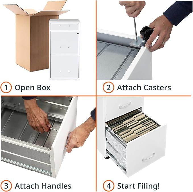 Lorell LYS SOHO Box/File/File Mobile White File Cabinet, 3 Drawer, 26.5 x 14.3 x 18 in