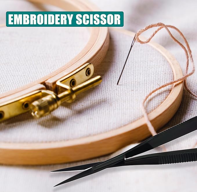 Cross Edge Curved Spring Scissors 5 Inch Stainless Steel Precision Eyebrow & Eyelash Shaping & Trimming Scissor, Snips Squeeze, Embroidery, Knitting Micro Tip Craft Scissors (Black)