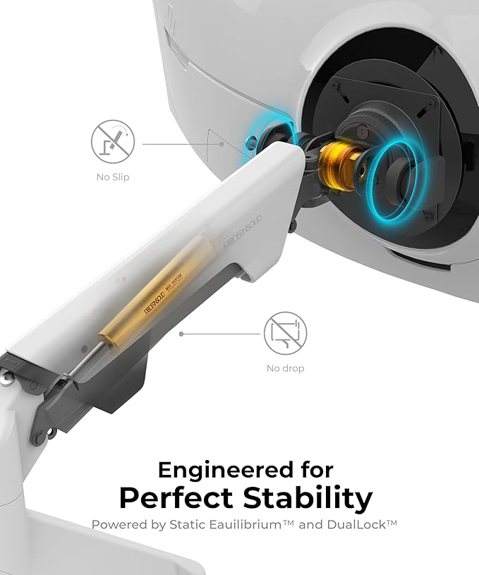 Modernsolid Heavy Duty Monitor Arm Desk Mount for 34-49 Inch Ultrawide Curved Monitors, Supports 14-38 lbs, Gas Spring Ergonomic Full Motion with Cable Management, Red Dot Design Awarded, White