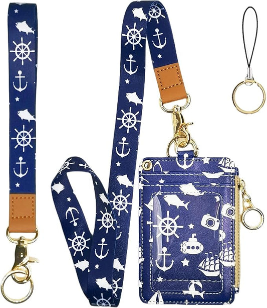 Lanyard Wallet,Wallet Lanyard,lanyards for id Badges,lanyards for id Badges for Women,Lanyard Wallet for Women,Fashion Badge Holder with Zipper（Cruise Ship）