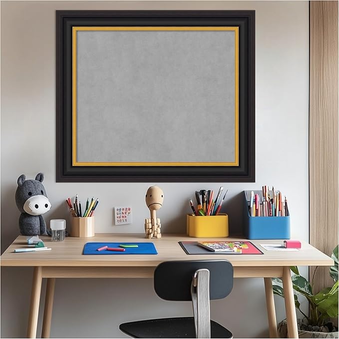 Amanti Art Black Framed Magnetic Board 26x30 Medium Vision Board for use with Magnets, 100% Metal Sheet to Display Items as Office Decor or for Home Organization in mudroom, Kitchen or Kids Room