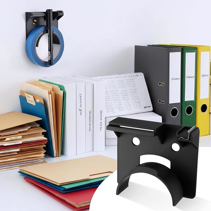 Kitchen Tape Dispenser for Labeling, Fits 0.94" Painter's Tape (3" Core), Wall Mounted Label Tapes Holders with 2 Nails and 2 Hook and Loop Strips for Meal Prep, Food Storage, Office & Home Use