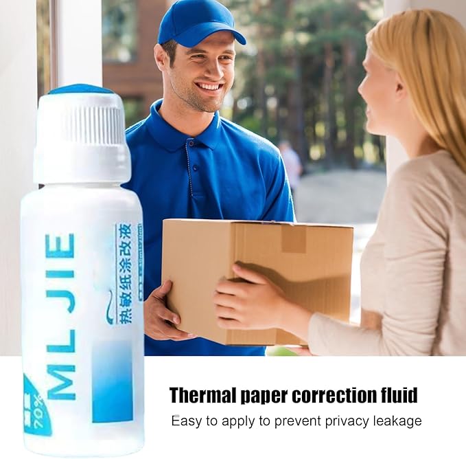 Liquid paper Correction Fluid|Thermal Paper Data Protection Fluid - Anti-Leakage Data Fluid - Roller Stamper Correction Fluid Security Stamp For Theft Protection, Personal Information Black out