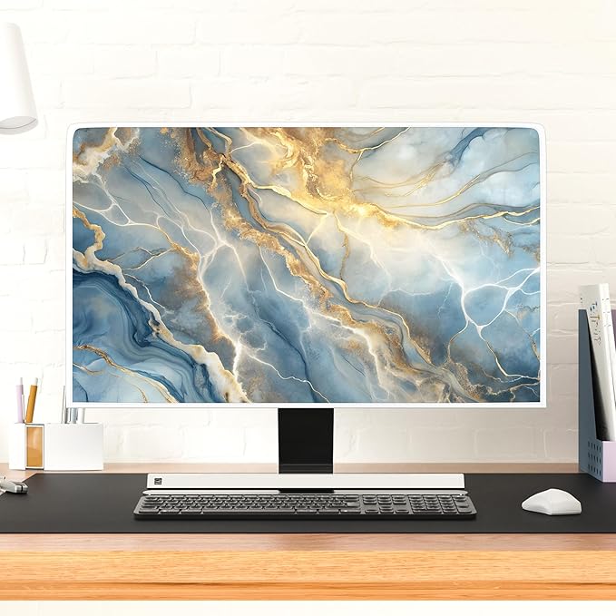 Baocicco Gold Blue Waterproof Screen TV Cover 70 Inch Modern Full Body Covers for Television Screen Panel Case TV Sleeve Compatible with Television LCD LED PC, Desktop and Home TV