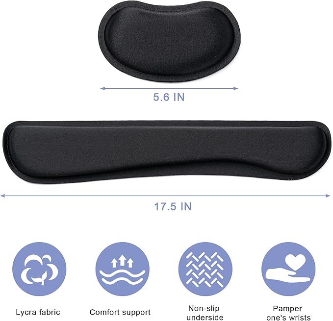 Hoewina Keyboard Wrist Rest,Ergonomic Wrist Rest,Superfine Fabric and Gel Memory Foam Wrist Pad for Computer Keyboard for Easy Typing & Pain Relief, Suitable for Office, Family, Outdoor, Black