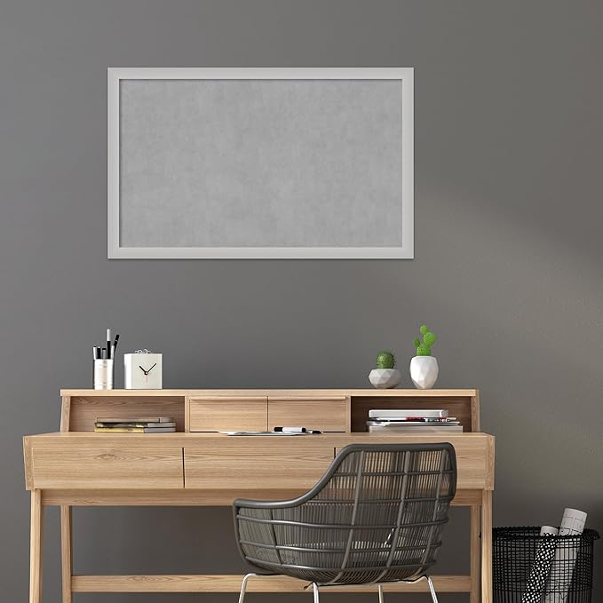 Amanti Art Silver Framed Magnetic Board 27x43 Large Vision Board for use with Magnets, 100% Metal Sheet to Display Items as Office Decor or for Home Organization in mudroom, Kitchen or Kids Room