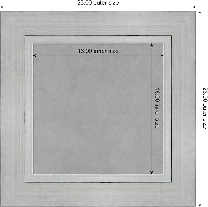 Amanti Art Silver Framed Magnetic Board 23x23 Small Vision Board for use with Magnets, 100% Metal Sheet to Display Items as Office Decor or for Home Organization in mudroom, Kitchen or Kids Room