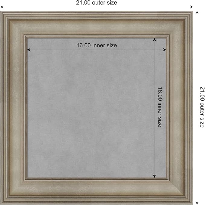 Amanti Art Silver Framed Magnetic Board 21x21 Small Vision Board for use with Magnets, 100% Metal Sheet to Display Items as Office Decor or for Home Organization in mudroom, Kitchen or Kids Room