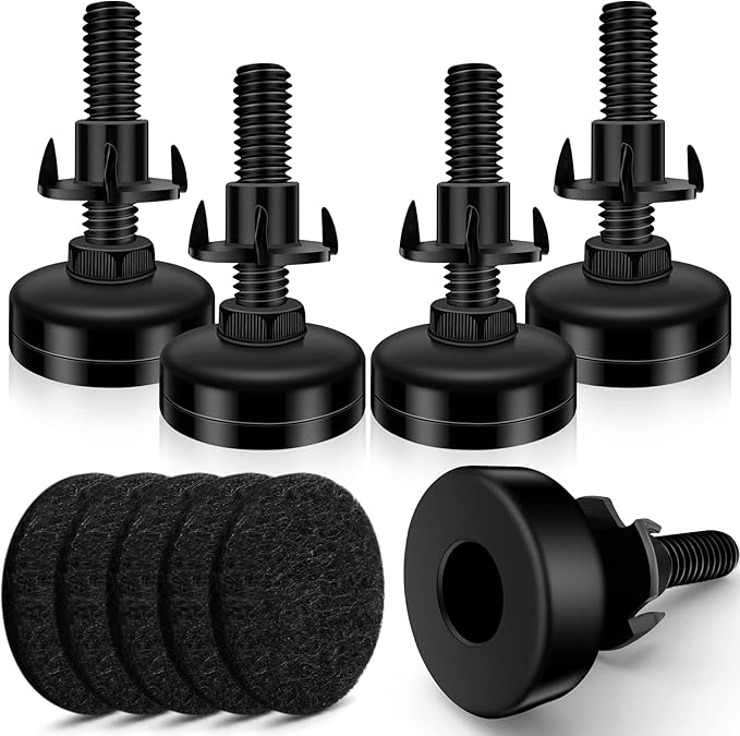 5 Set Adjustable Furniture Leveling Feet, Adjustable Leg Levelers for Cabinets Sofa Tables Chairs Raiser, Heavy Duty Height Adjuster Furniture Levelers Foot with T- Nut Kit 3/8”-16 Thread, Black