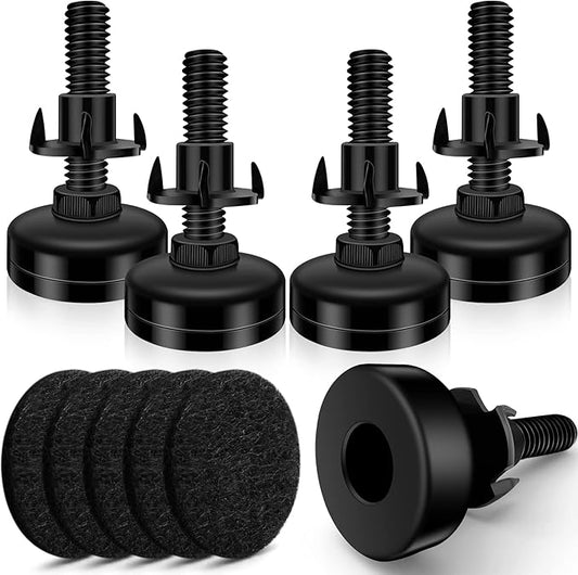5 Set Adjustable Furniture Leveling Feet, Adjustable Leg Levelers for Cabinets Sofa Tables Chairs Raiser, Heavy Duty Height Adjuster Furniture Levelers Foot with T- Nut Kit 3/8”-16 Thread, Black
