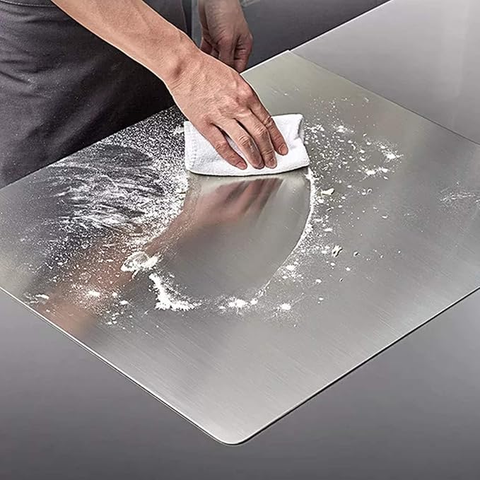 KORVOS Stainless Steel Cutting Boards for Kitchen, Food Grade 304 Stainless Steel Cutting Board with Lip, Metal Prep Board for Meat Fruits & Baking, 15.7" x 19.7"