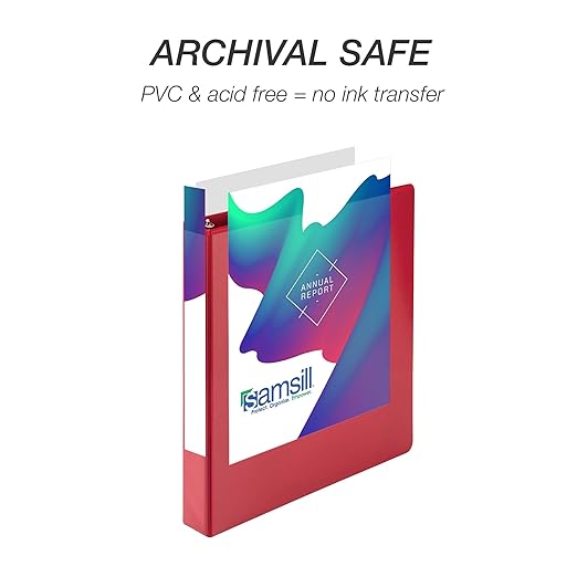 Samsill 1 Inch 3 Ring Binder, Made in USA, Economy Round Ring, Clear View Cover, 200 Sheet Capacity - for School, Home, Office - Ruby Red