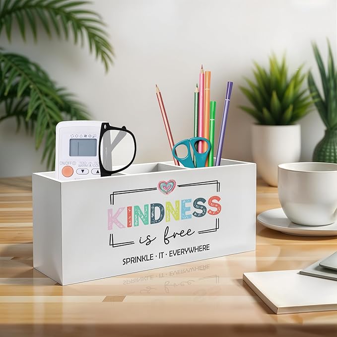 Exqcom Inspirational Mental Health Wellness Pen Pencil Holder, Kindness Gifts, Colorful Positive Motivational Makeup Brush Toothbrush Holder for Home Office Dorm Desk Accessories