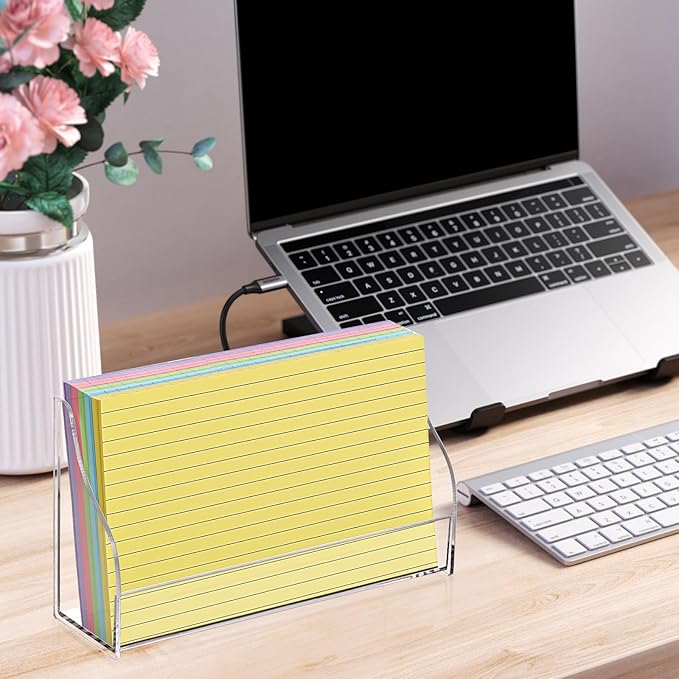 SHIQIKEJIPTY 5x8 Acrylic Index Card Holder Index Card Display Stand For Desk Note Cards File Box Postcard Holder Business Stand Display Index Organizer Case for Office Business Desktop(No Cards)
