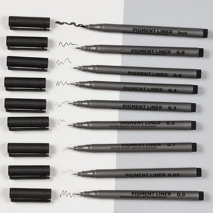 Incraftables Calligraphy Brush Pens – Pack of 9 Assorted Tips – Black Chisel Tip Markers for Hand Lettering, Writing, Sketching, Scrapbooking, & Art Projects – Beginner Kit for Kids & Adults
